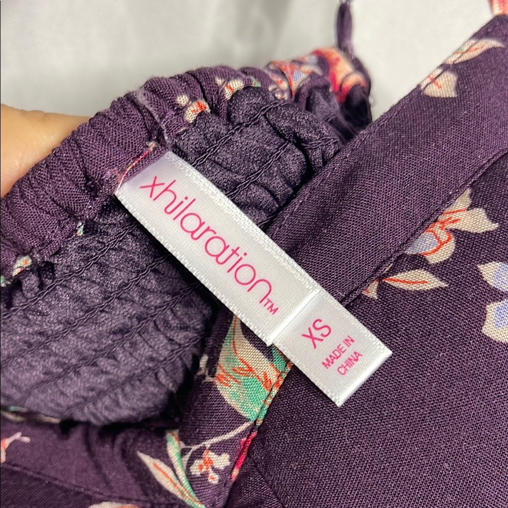Xhilaration Purple and Red Floral Jumpsuit with Wide-Leg Design - Picture 3 of 8